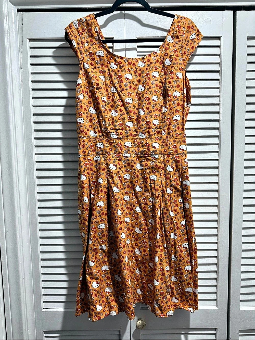 Hello Kitty Floral Cotton Midi Dress Orange XL